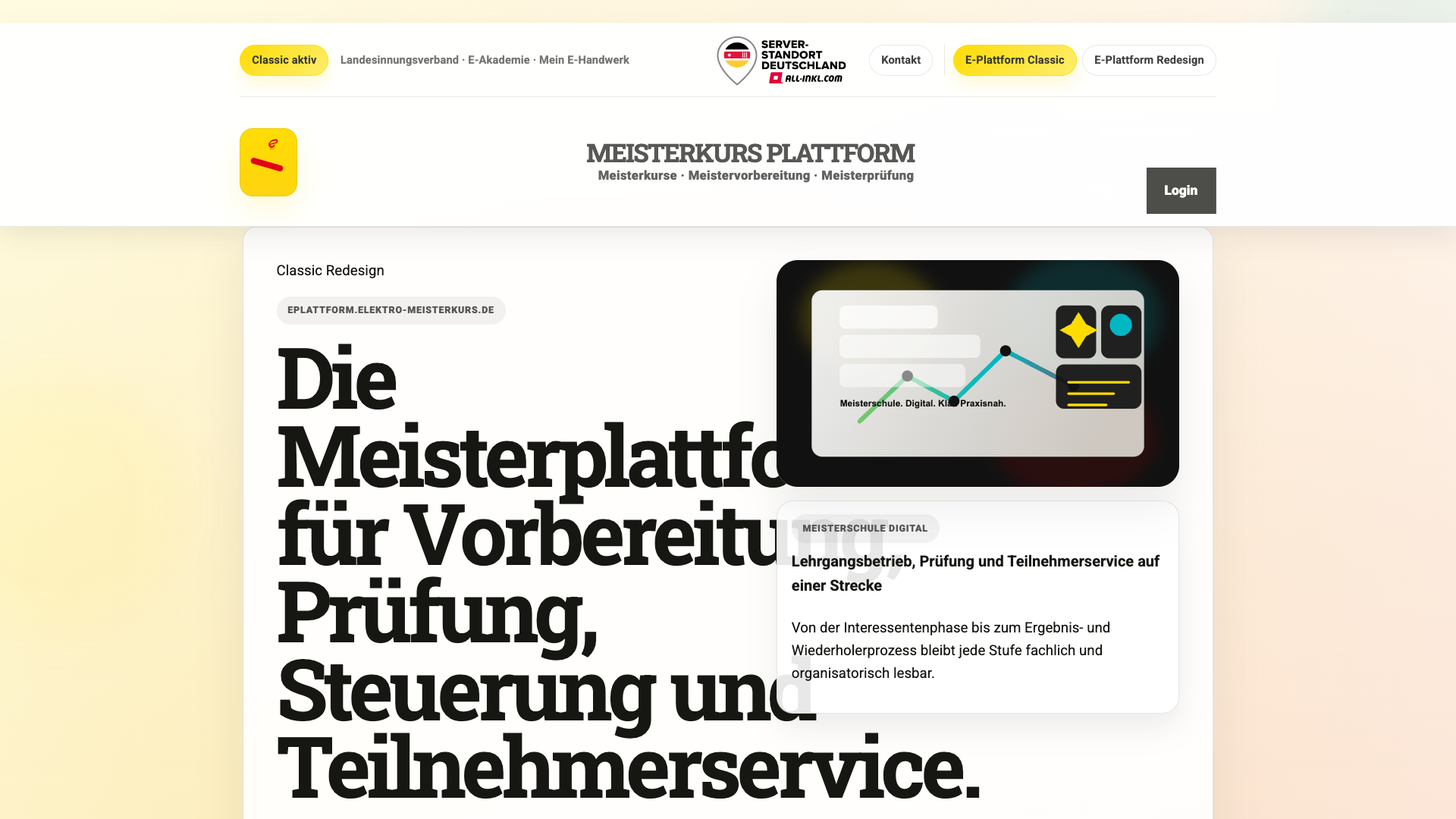 Meisterkurs-Plattform im Classic-Design