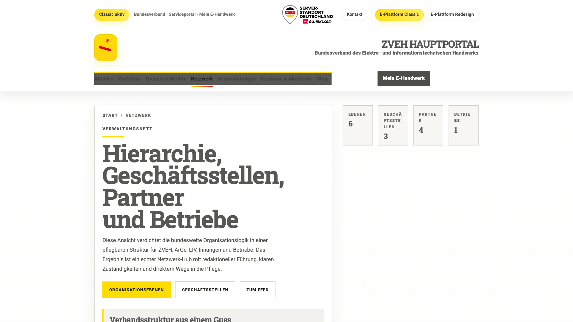 Netzwerk & Organisation im Classic-Design