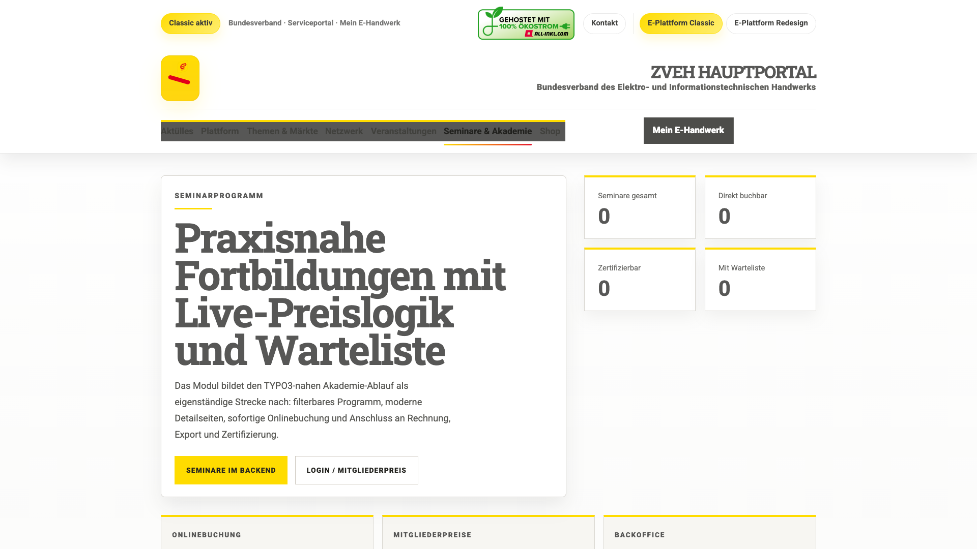 Seminarübersicht im Classic-Design